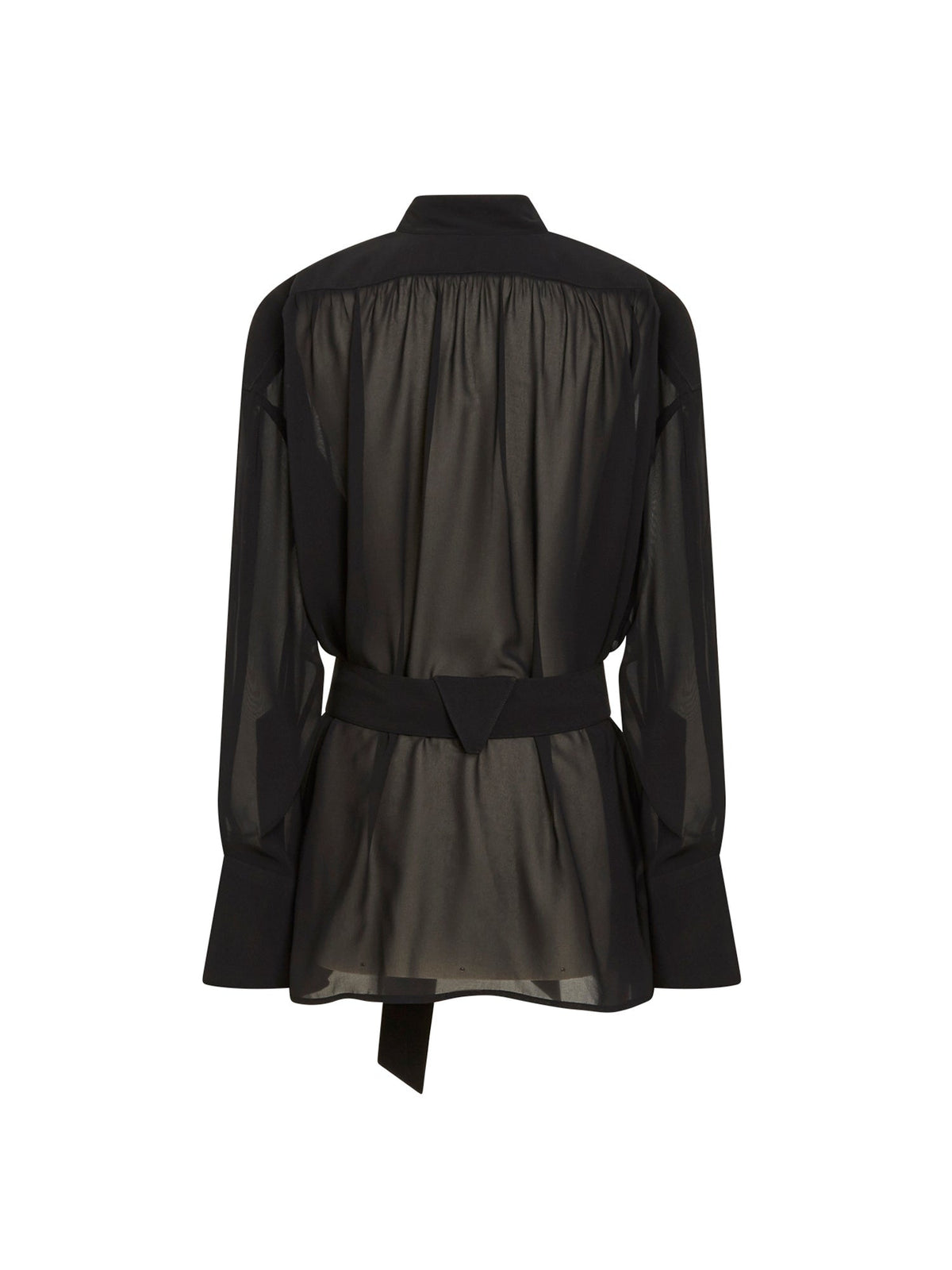 Chemise ample en mousseline ceinturée - Noir