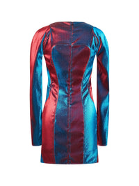 Robe courte lamée - Rouge & Bleu