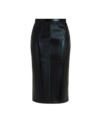 Jupe crayon en jersey embossé brillant - Noir