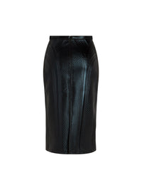 Jupe crayon en jersey embossé brillant - Noir