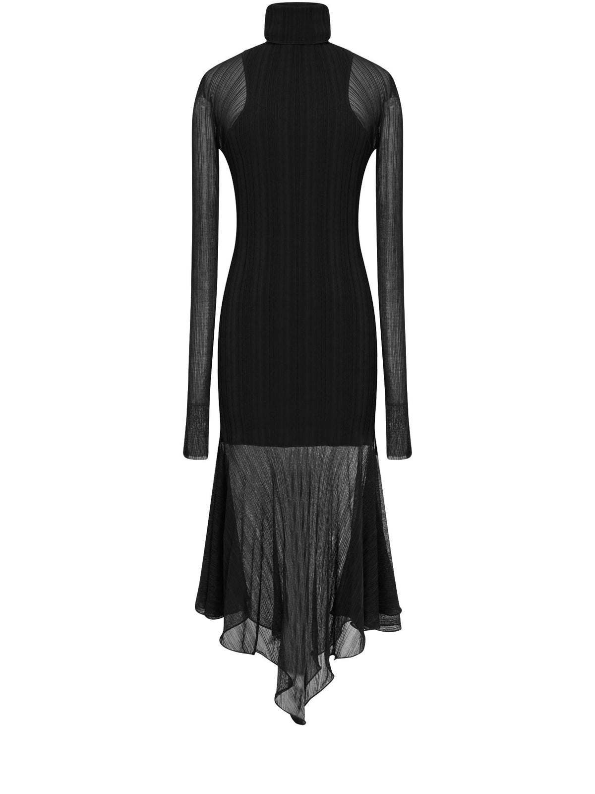 Robe asymétrique en maille plissée - Noir