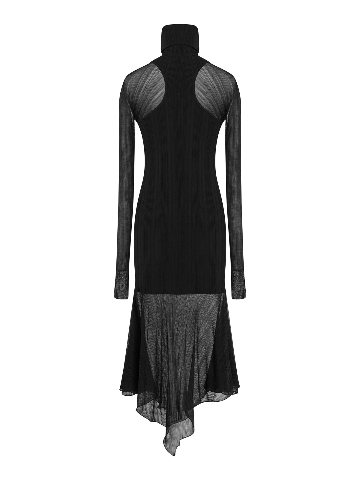 Robe asymétrique en maille plissée - Noir