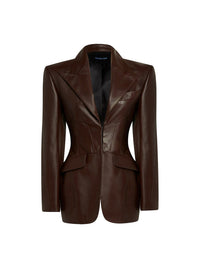 Veste corset en cuir - Chocolat