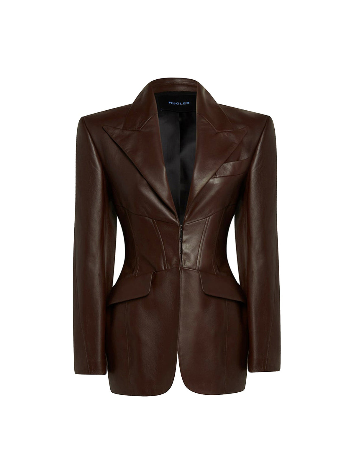 Veste corset en cuir - Chocolat