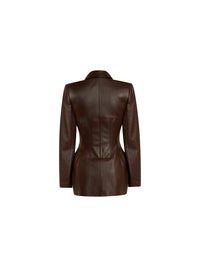 Veste corset en cuir - Chocolat