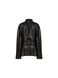 Blouse en cuir ceinturée - Noir