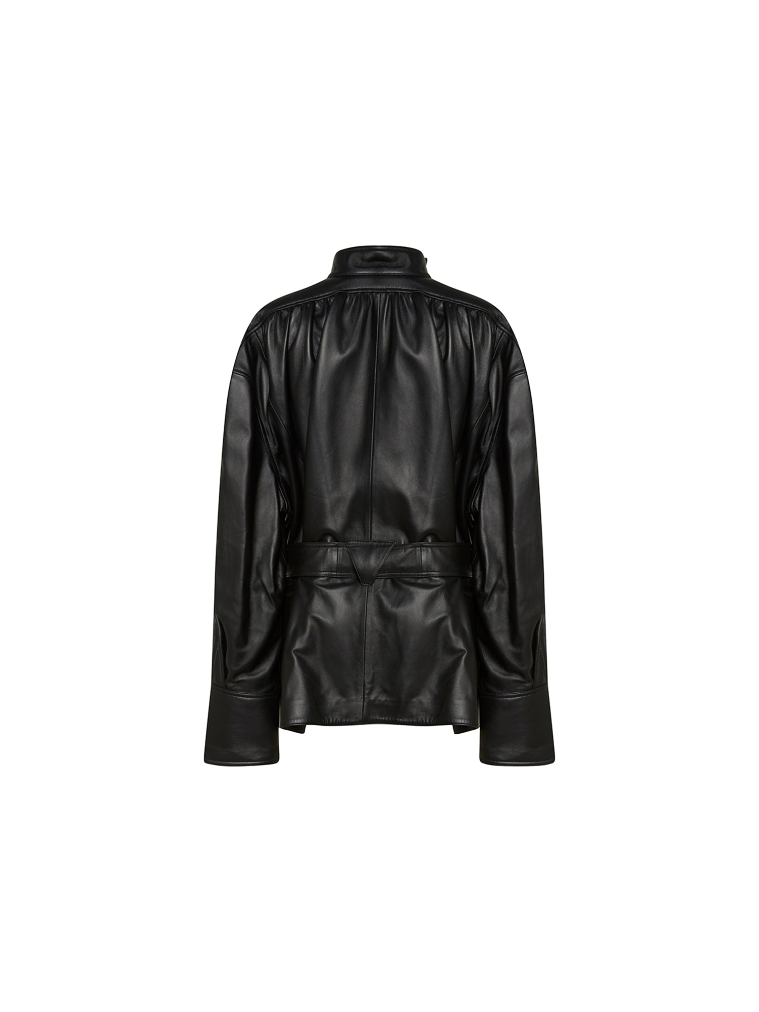 Blouse en cuir ceinturée - Noir