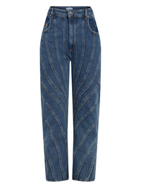 Jean spirale taille basse coupe fuselée - Bleu Medium