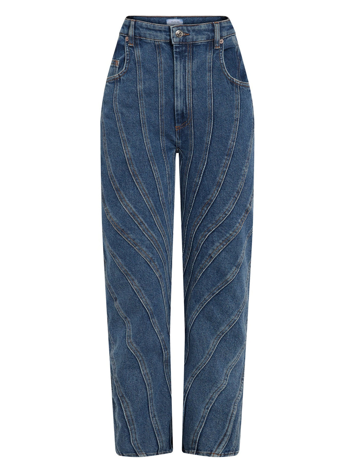 Jean spirale taille basse coupe fuselée - Bleu Medium