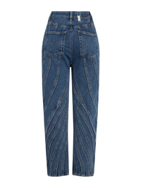Jean spirale taille basse coupe fuselée - Bleu Medium