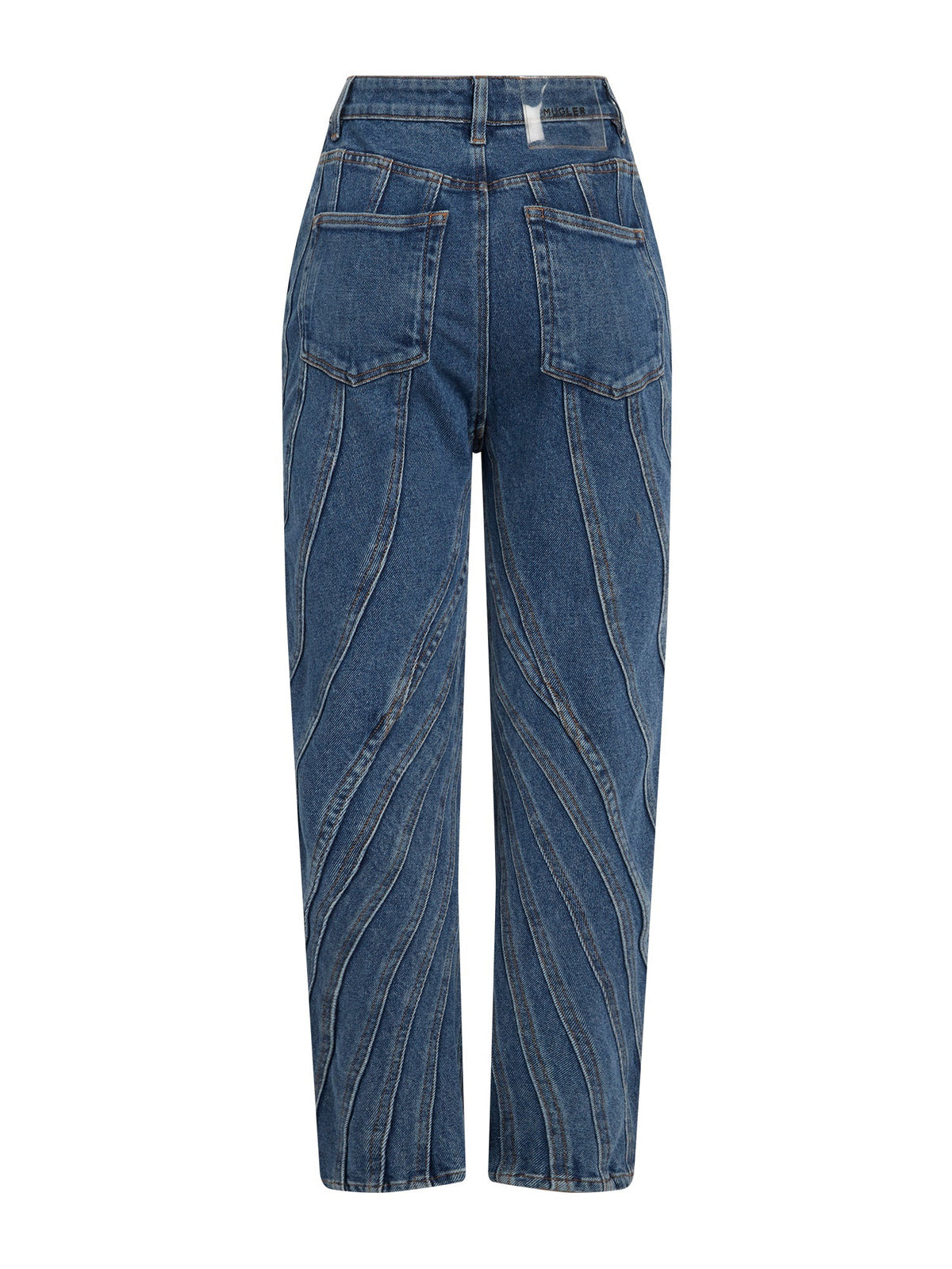 Jean spirale taille basse coupe fuselée - Bleu Medium