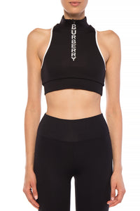 Haut court en jersey stretch avec logo - Noir