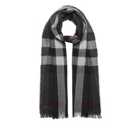 Écharpe légère en laine et cachemire à motif check - Anthracite