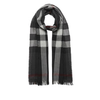 Écharpe légère en laine et cachemire à motif check - Anthracite