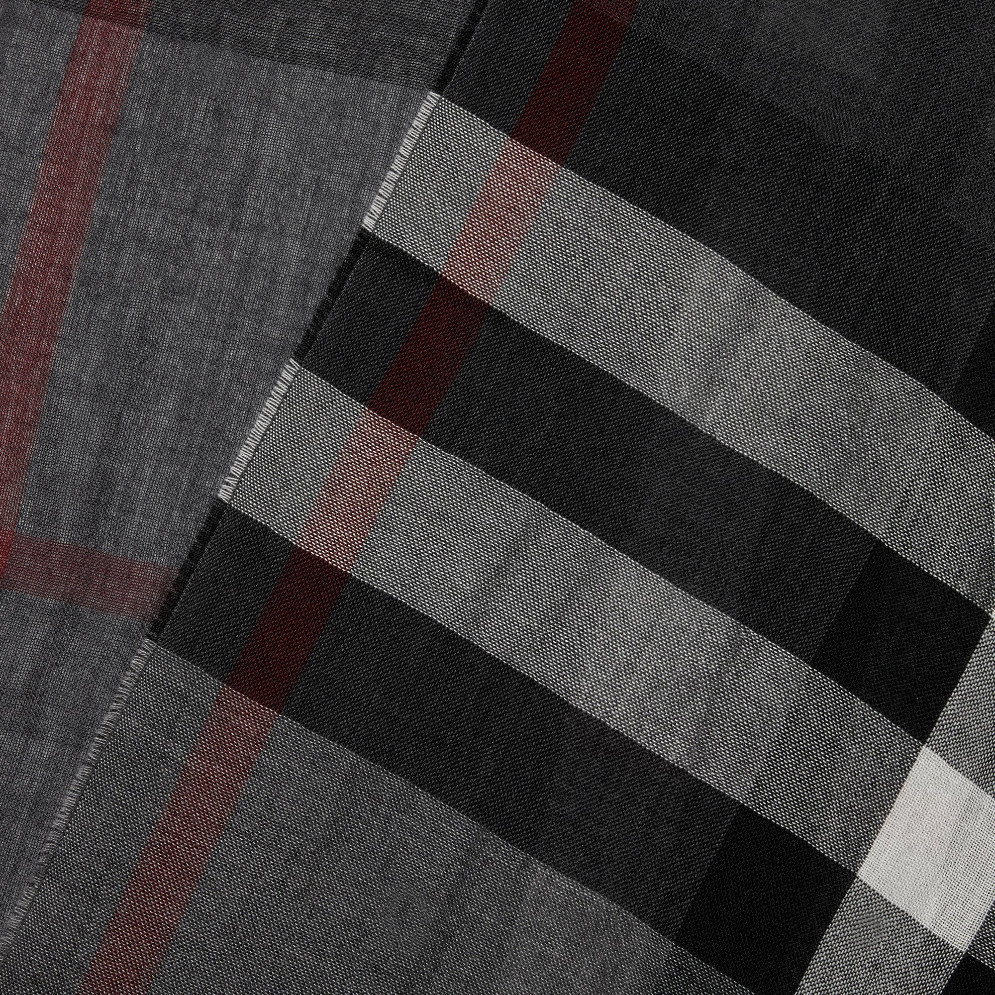 Écharpe légère en laine et cachemire à motif check - Anthracite