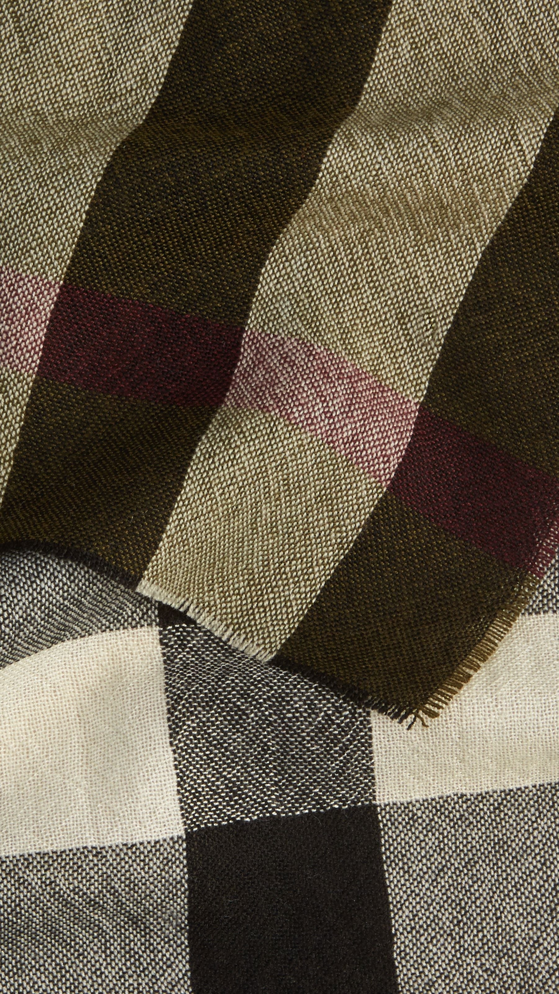 DARK FOREST GREEN Écharpe en laine et cachemire à motif check