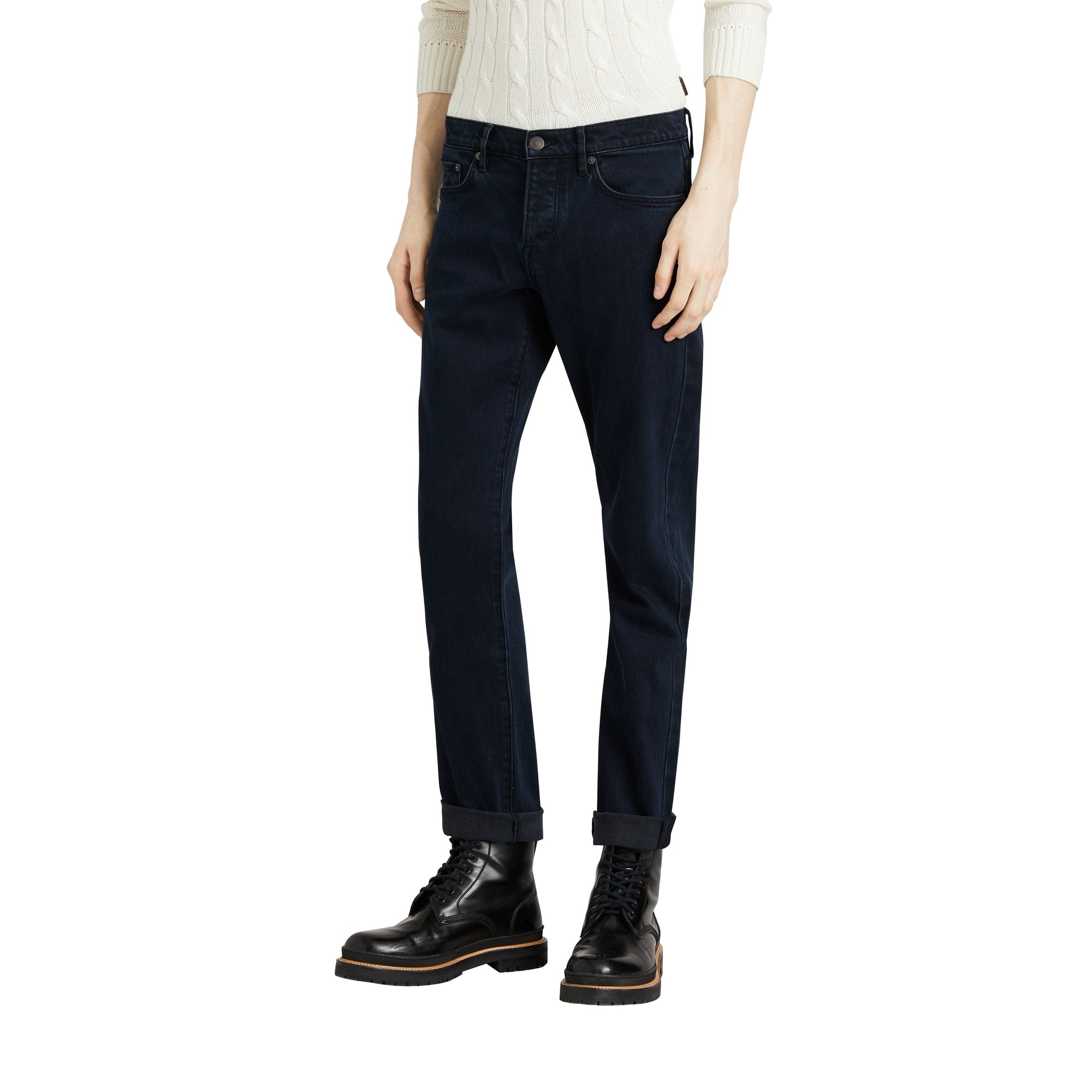 DARK INDIGO Jean droit en denim stretch