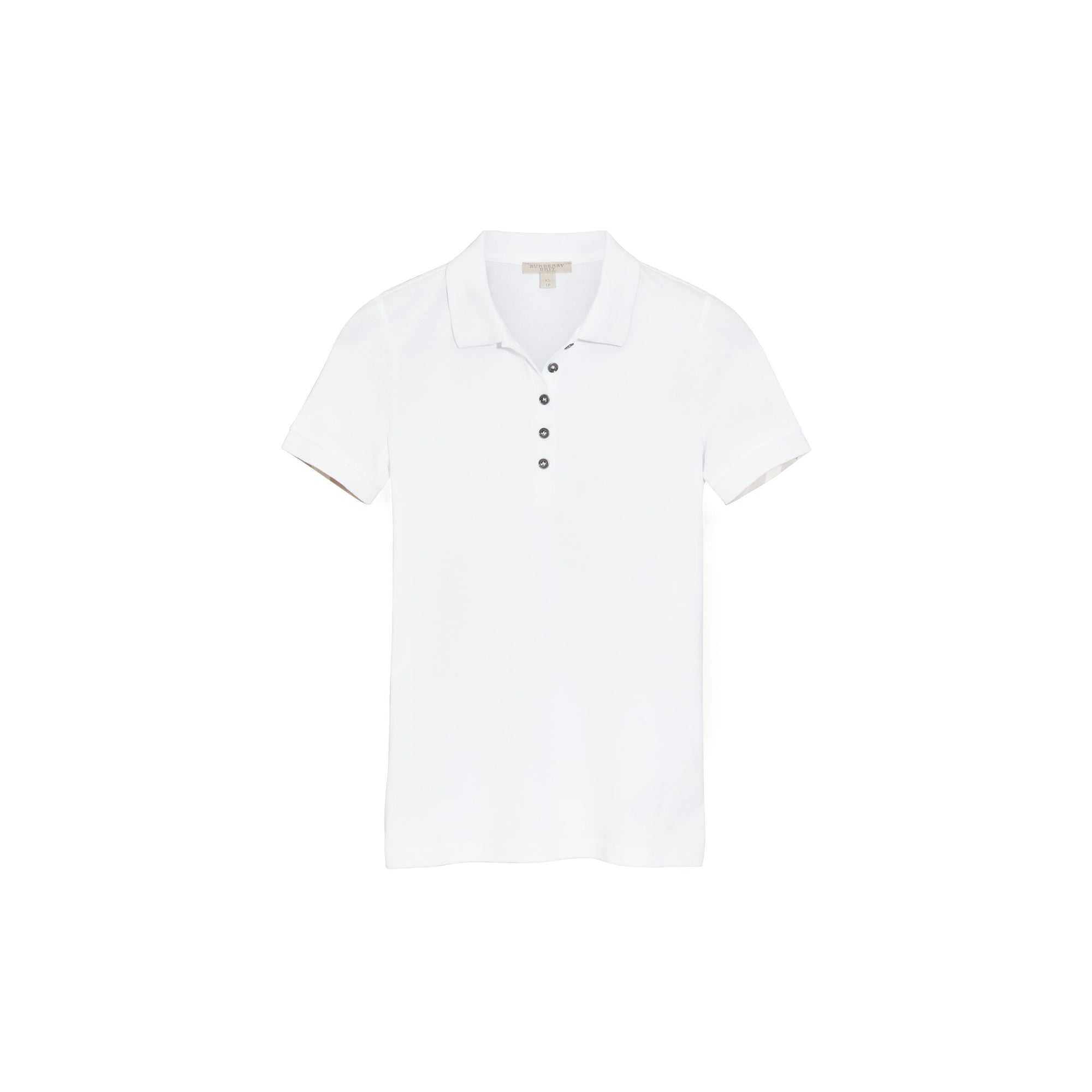WHITE Polo en piqué de coton extensible avec éléments check
