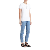 WHITE Polo en piqué de coton extensible avec éléments check