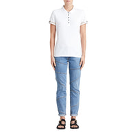 WHITE Polo en piqué de coton extensible avec éléments check