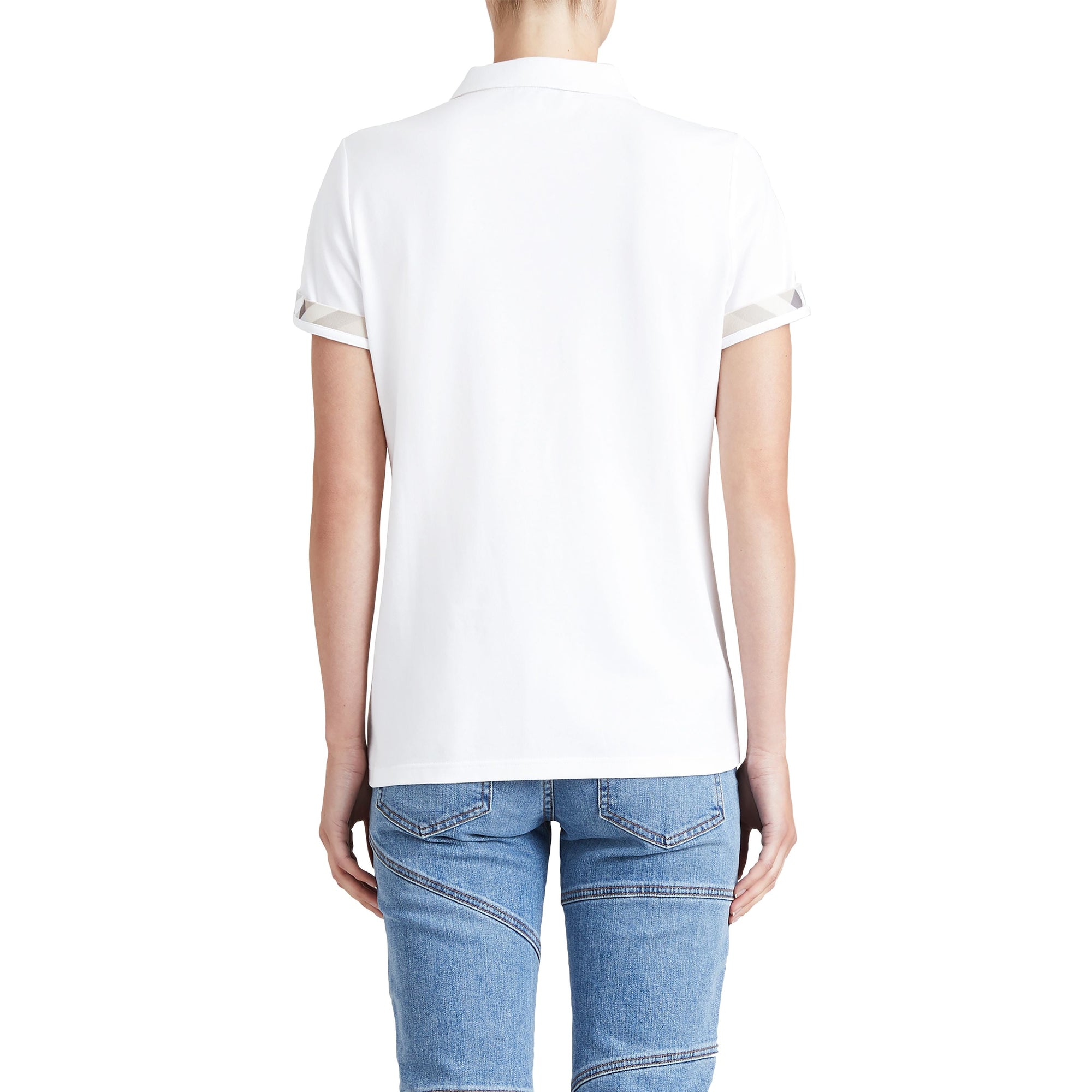 WHITE Polo en piqué de coton extensible avec éléments check