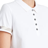 WHITE Polo en piqué de coton extensible avec éléments check