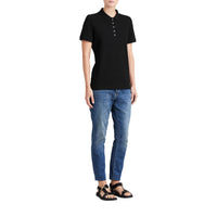 BLACK Polo en piqué de coton extensible avec éléments check