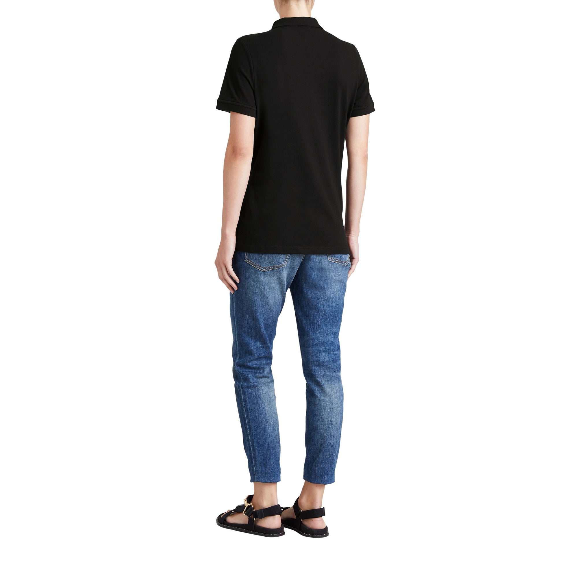BLACK Polo en piqué de coton extensible avec éléments check
