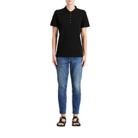 BLACK Polo en piqué de coton extensible avec éléments check