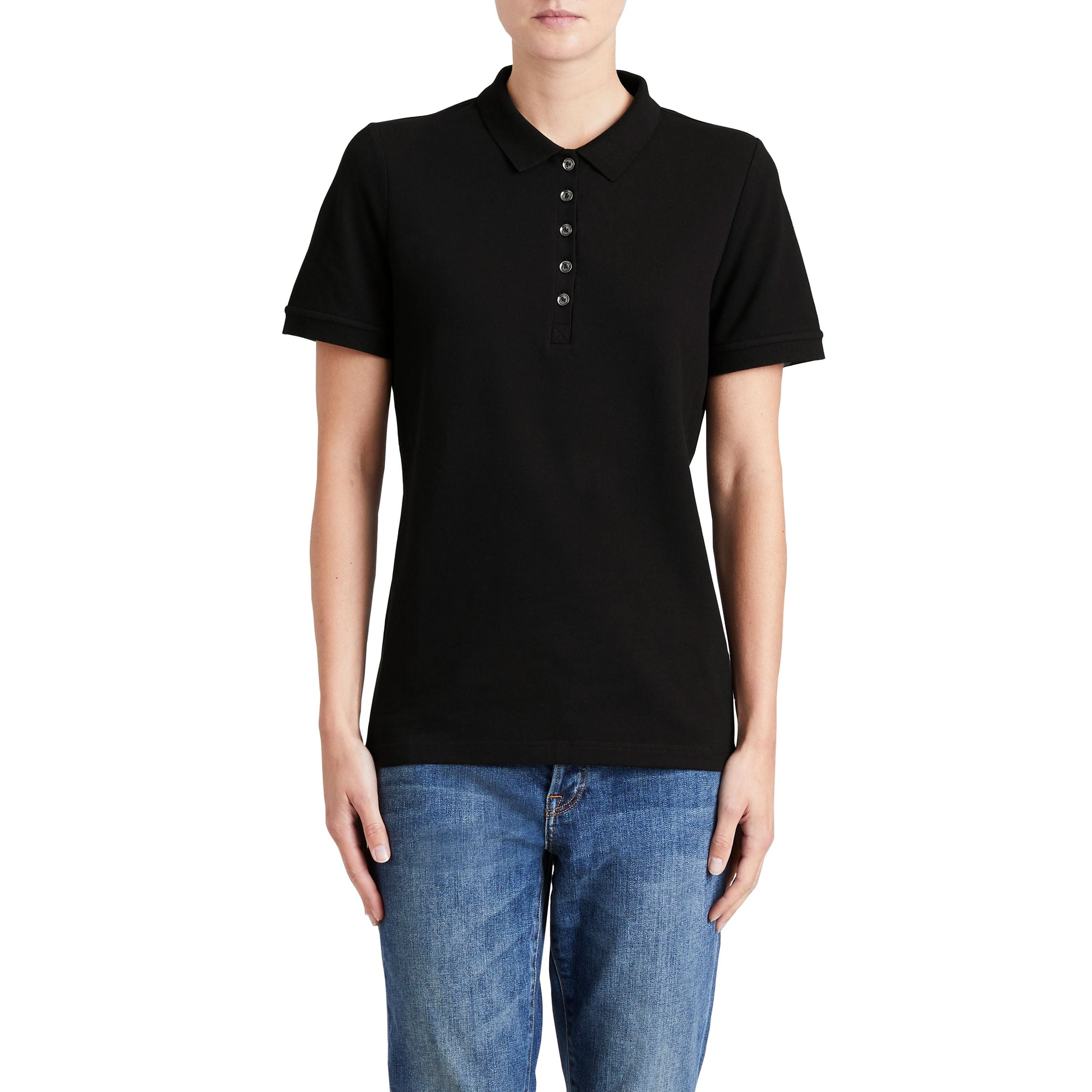 BLACK Polo en piqué de coton extensible avec éléments check