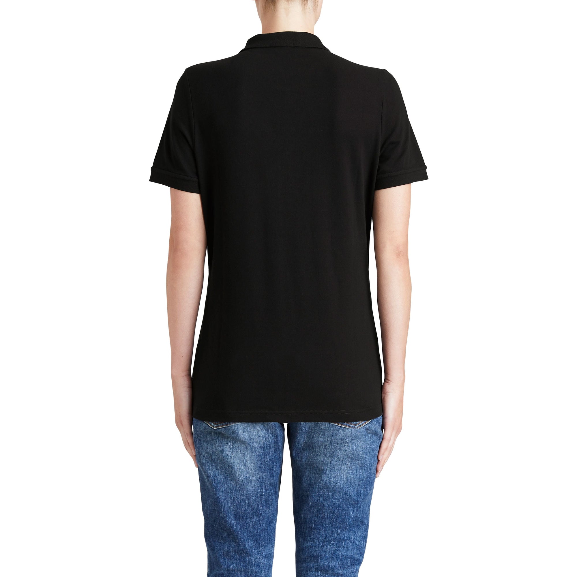 BLACK Polo en piqué de coton extensible avec éléments check