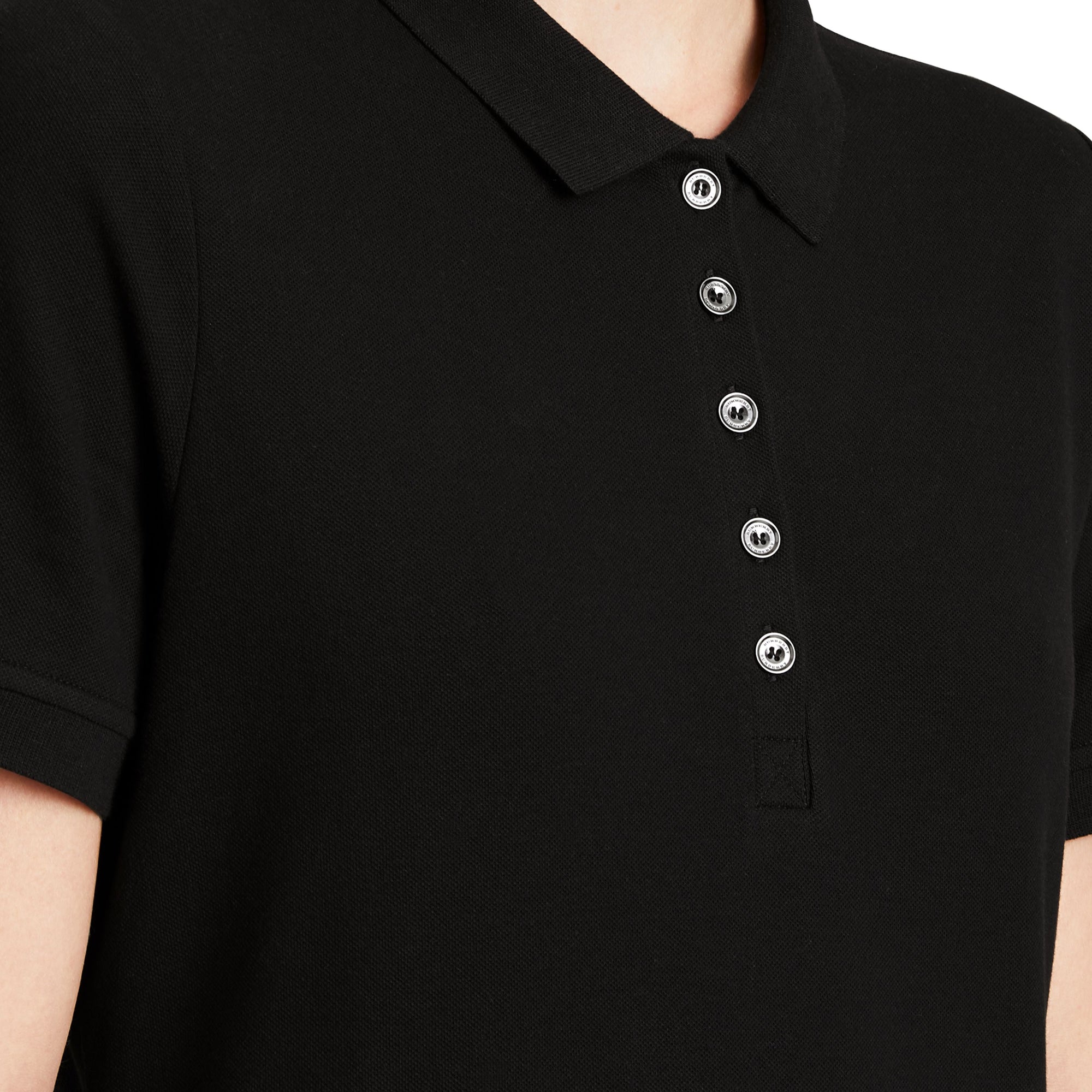 BLACK Polo en piqué de coton extensible avec éléments check