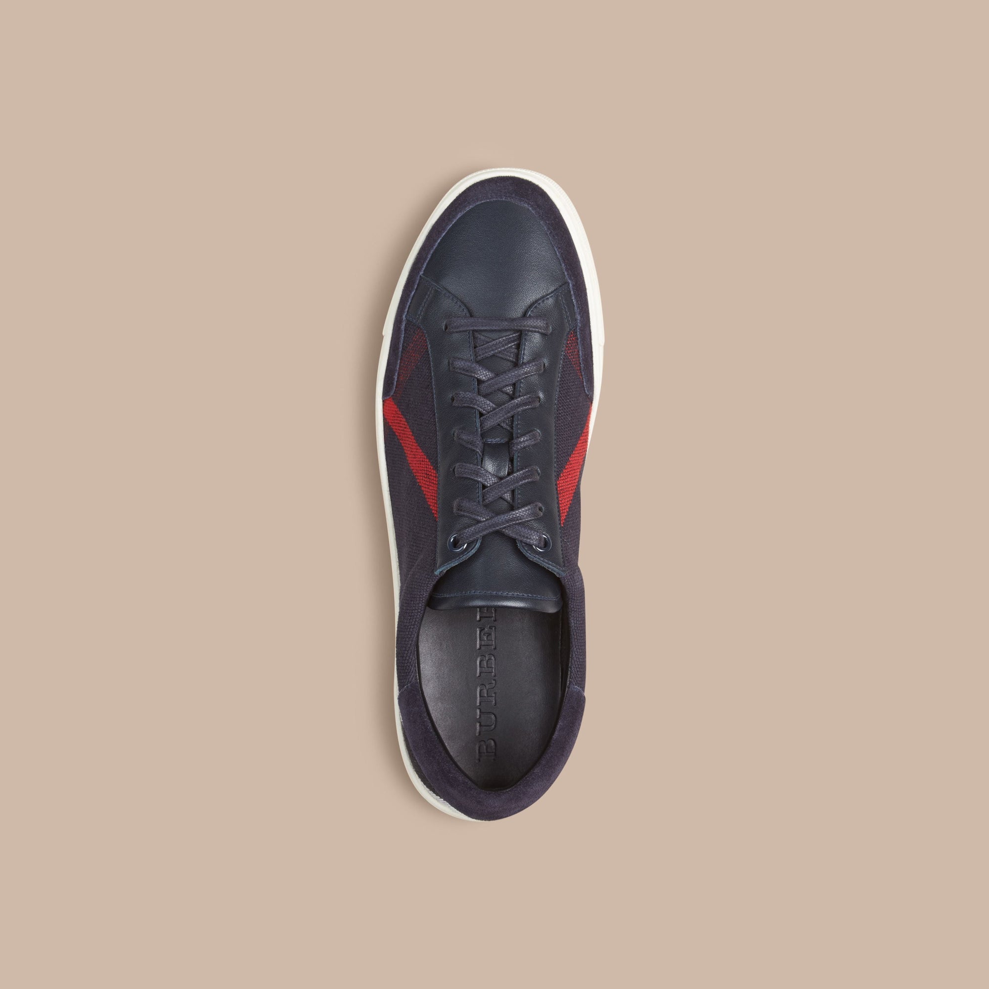 NAVY Tennis en toile check et cuir