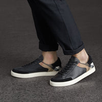 HC/BLACK Tennis en cuir avec motif House check