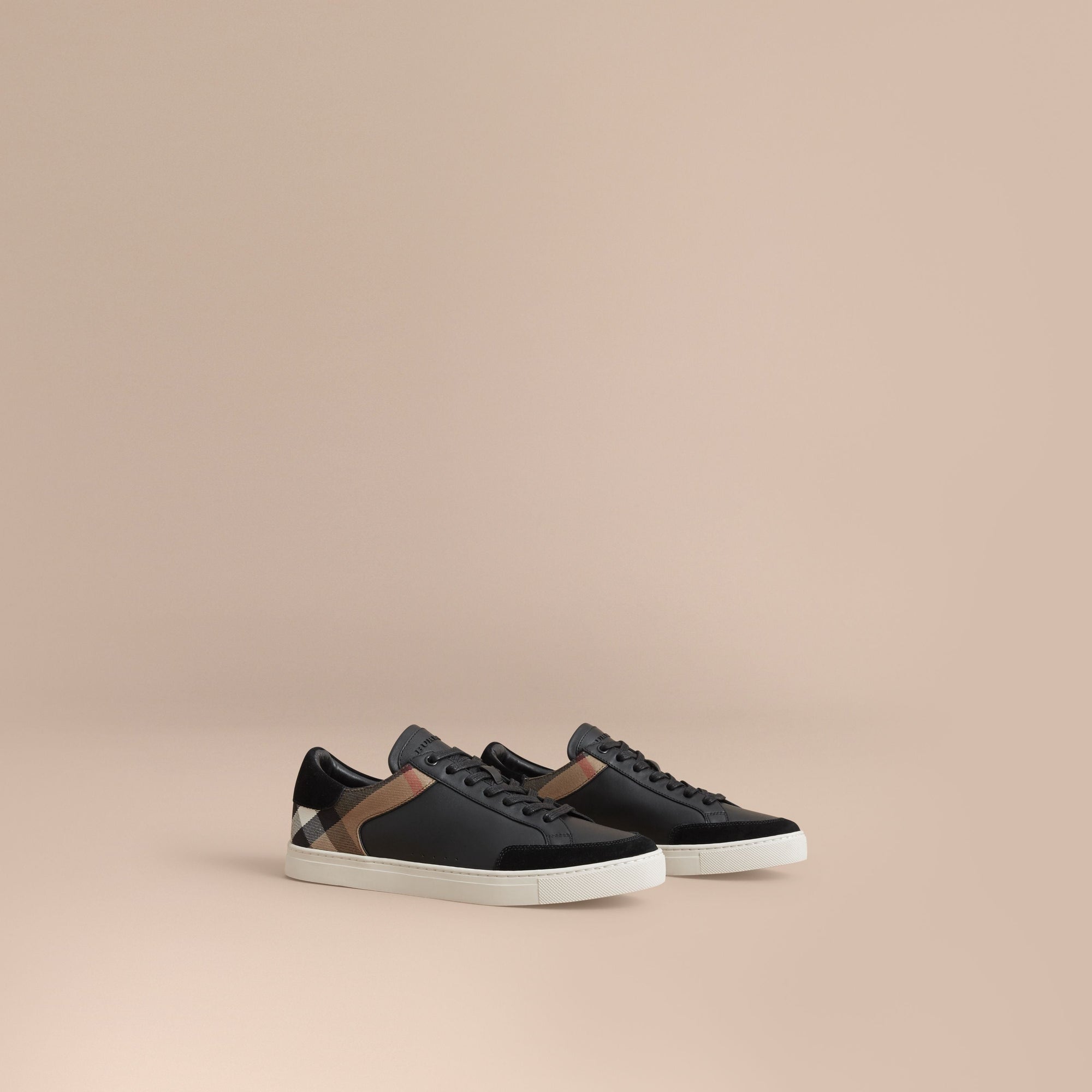 HC/BLACK Tennis en cuir avec motif House check