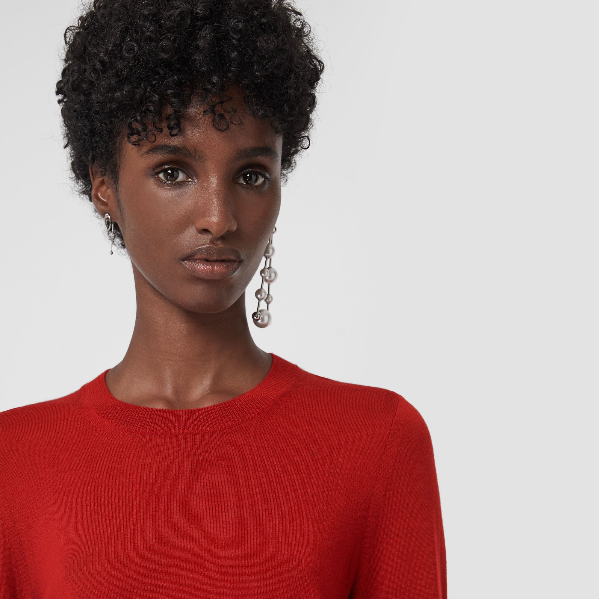 PARADE RED Pull en laine mérinos avec détails check