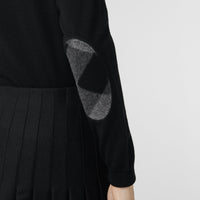 Cardigan en laine mérinos avec éléments check - Noir