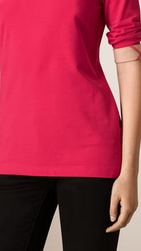 BRIGHT CRIMSON PINK Haut en coton extensible avec poignets à motif check