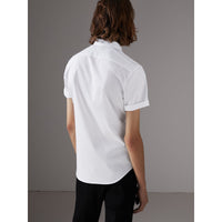 WHITE Chemise à manches courtes en popeline de coton extensible
