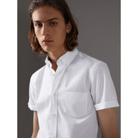 WHITE Chemise à manches courtes en popeline de coton extensible