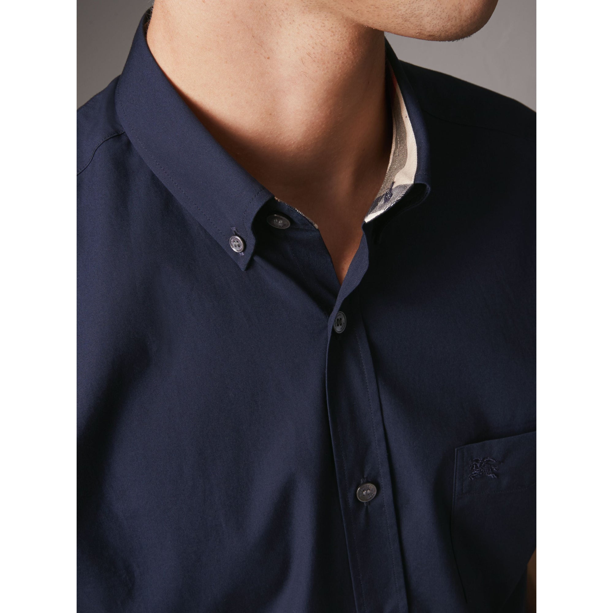 NAVY Chemise à manches courtes en popeline de coton extensible