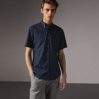 NAVY Chemise à manches courtes en popeline de coton extensible