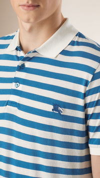 BLUE AZURE/WHITE Polo en coton rayé