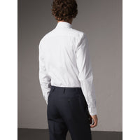 WHITE Chemise ajustée en coton extensible à col boutonné