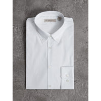 WHITE Chemise ajustée en coton extensible à col boutonné
