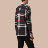 NAVY Chemise en flanelle de coton à motif check