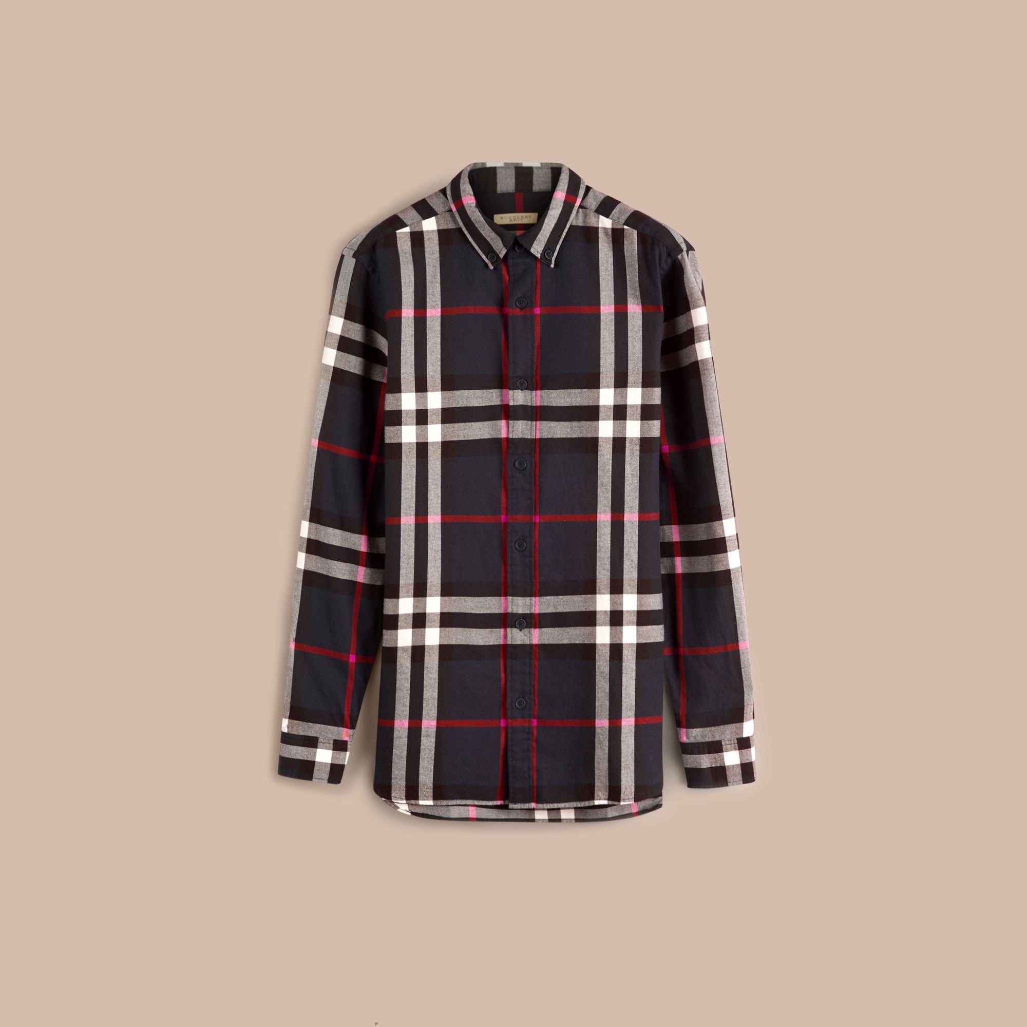 NAVY Chemise en flanelle de coton à motif check
