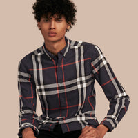 NAVY Chemise en flanelle de coton à motif check