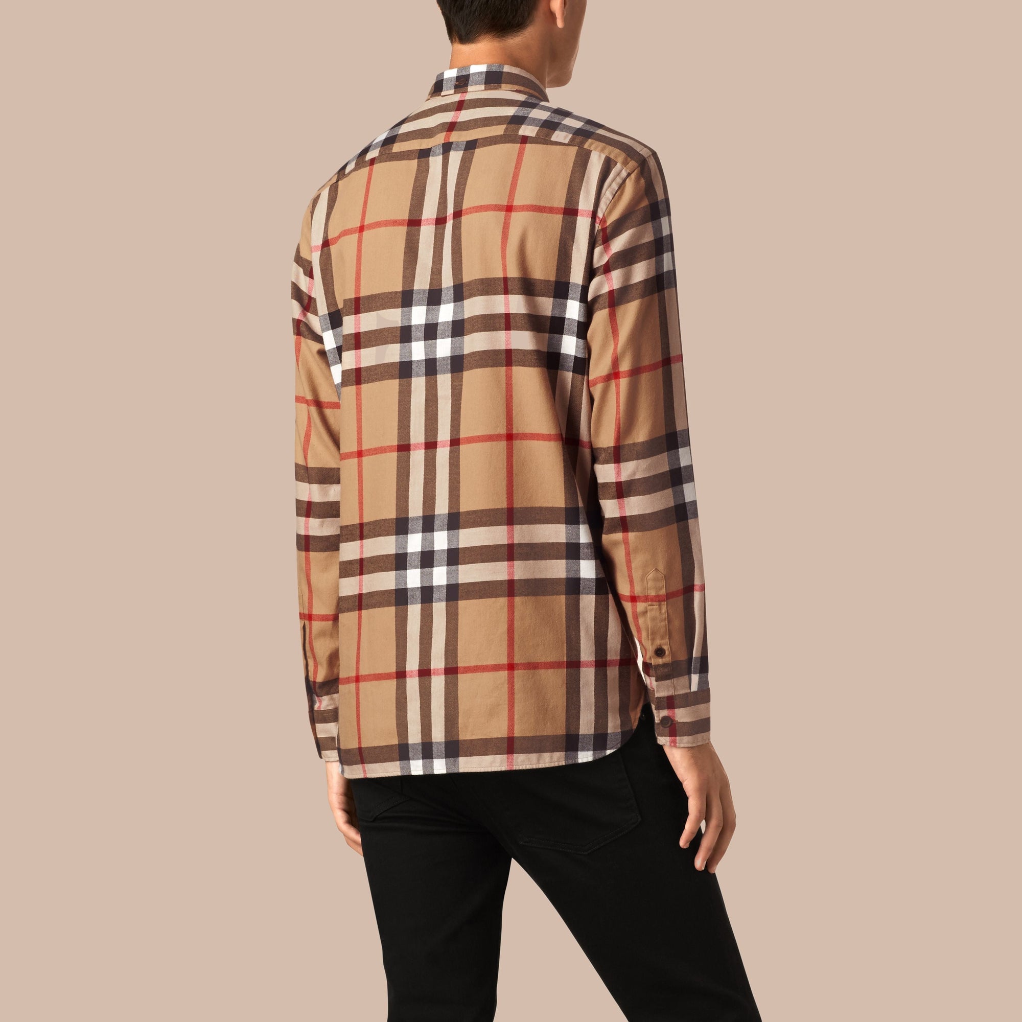 CAMEL Chemise en flanelle de coton à motif check