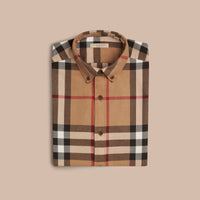 CAMEL Chemise en flanelle de coton à motif check